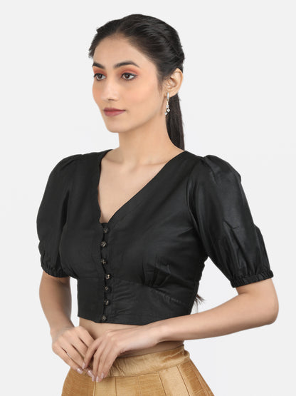 V-Neck Non Padded Art Silk Saree Blouse