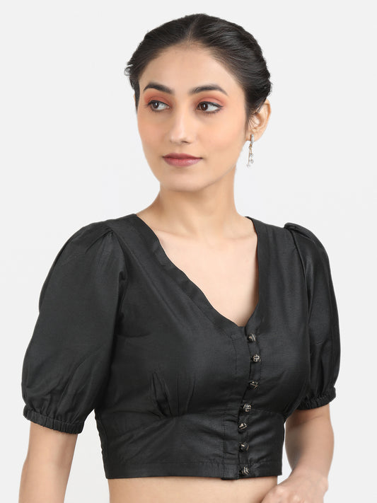 V-Neck Non Padded Art Silk Saree Blouse