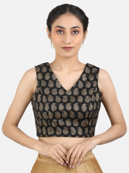 Black Cotton Saree Blouse