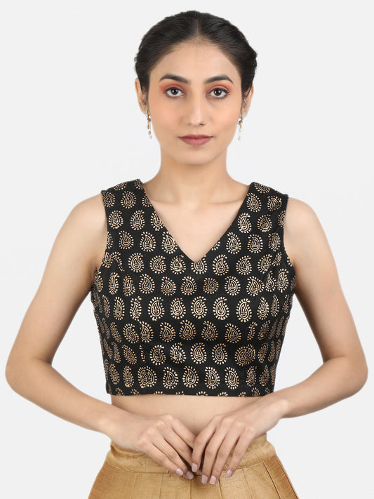 Black Cotton Saree Blouse