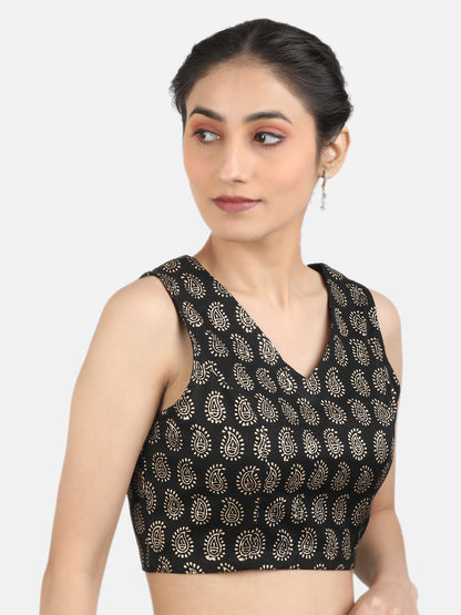 Black Cotton Saree Blouse