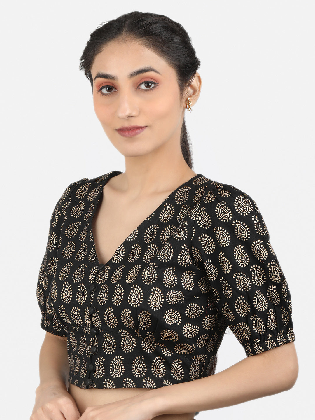 Black Cotton Saree Blouse