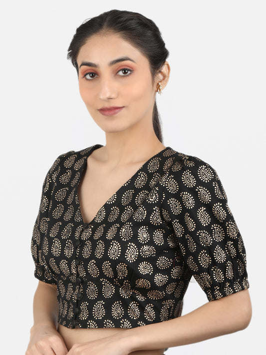 Black Cotton Saree Blouse