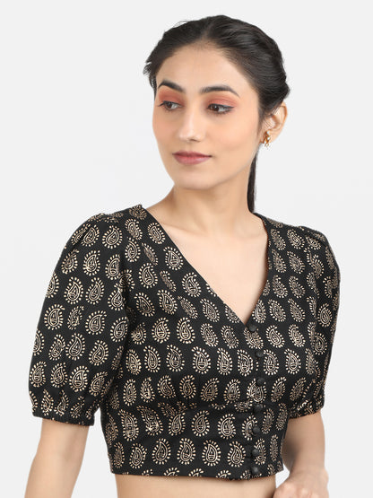 Black Cotton Saree Blouse