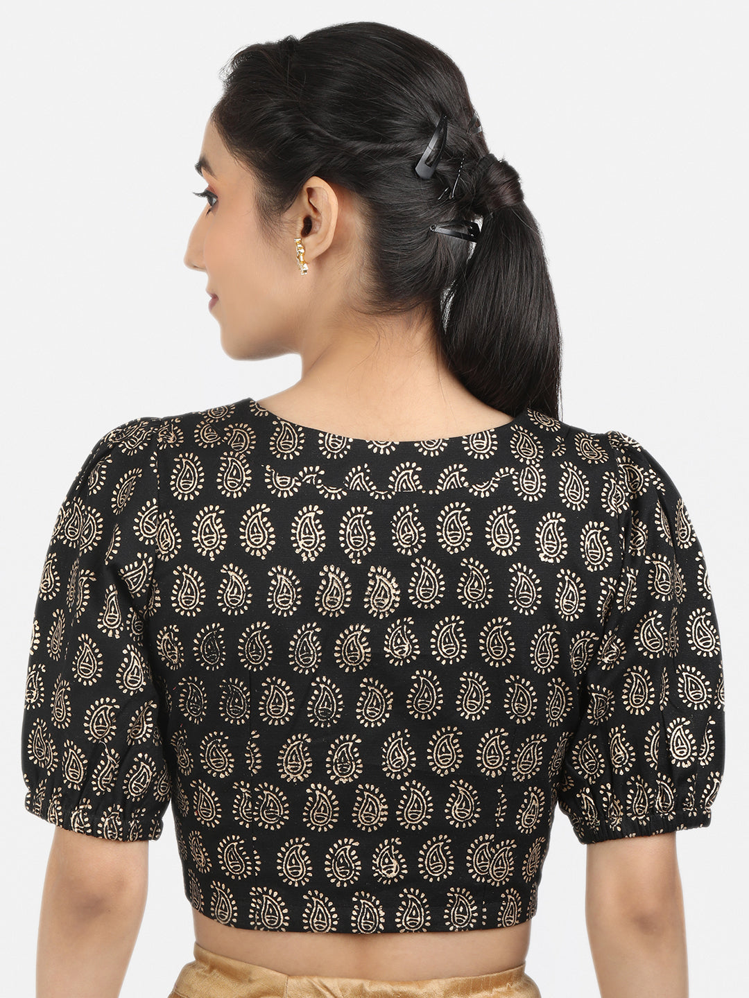 Black Cotton Saree Blouse