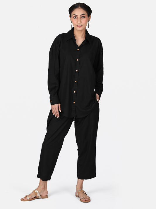 Black Cotton Co-Ord Set