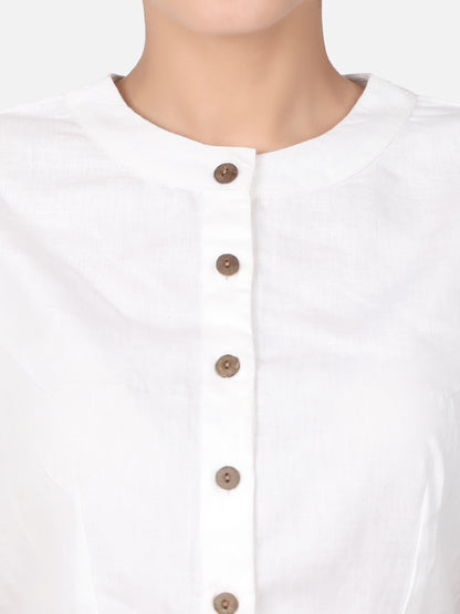 White solid Cotton Ready To Wear Saree Blouse