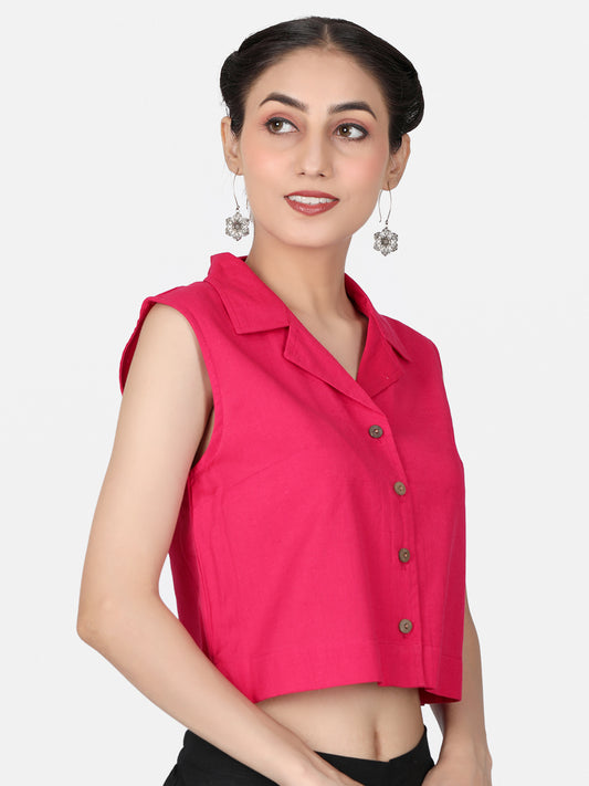 Magenta Cotton Crop Top