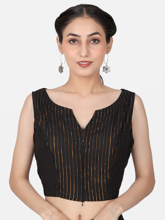 Black Cotton Saree Blouse