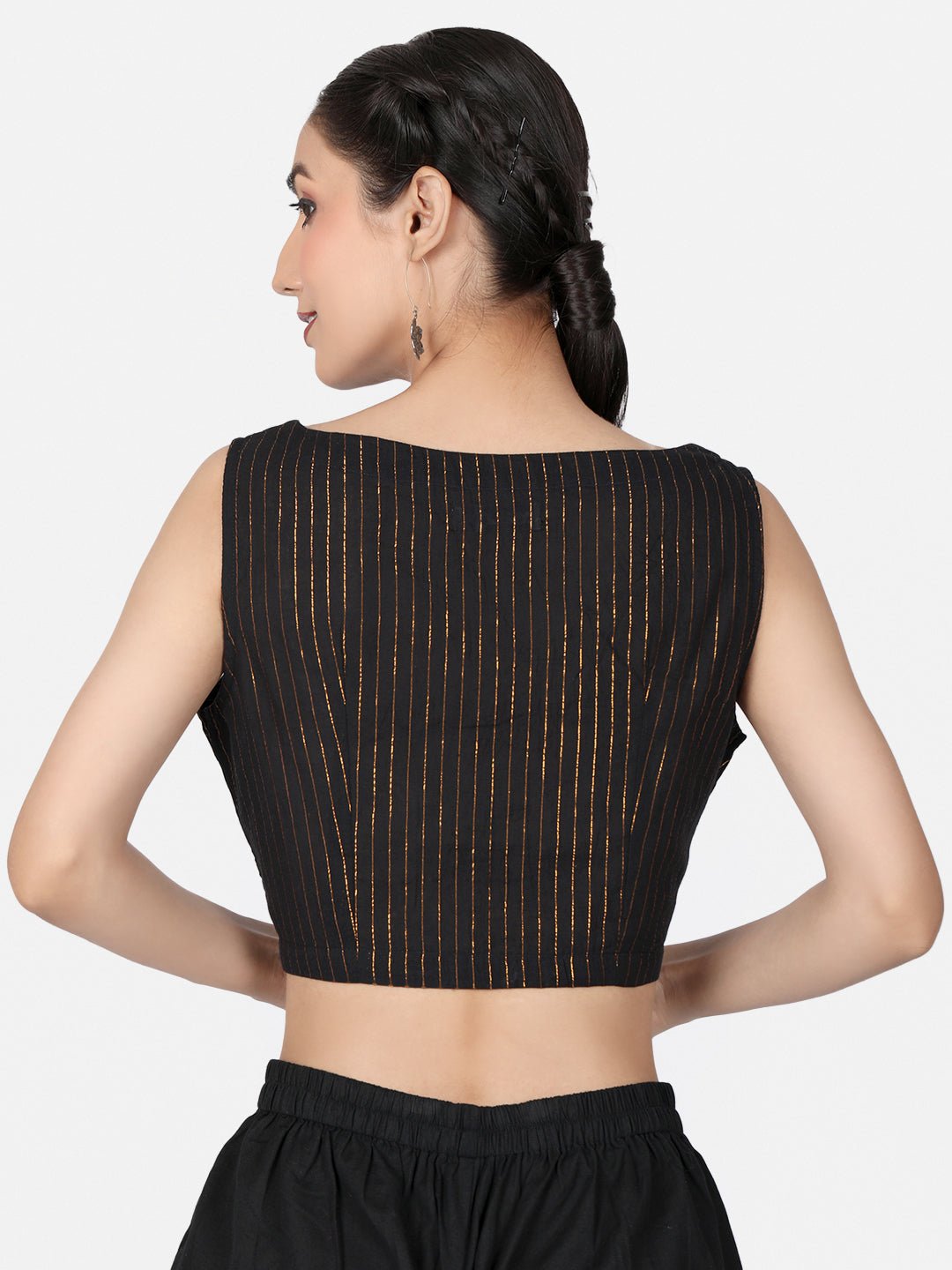 Black Cotton Saree Blouse