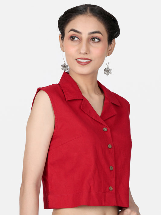 Red Cotton Crop Top
