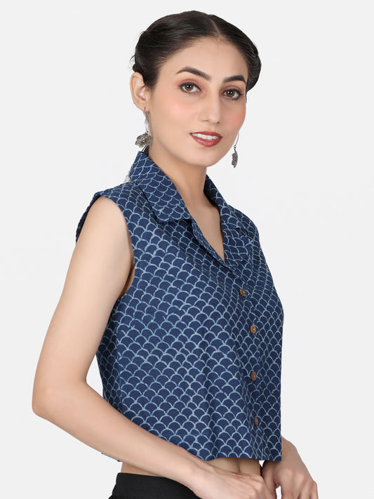 Indigo Cotton Crop Top