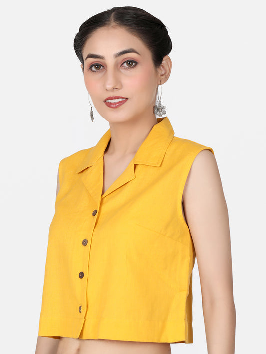 Yellow Cotton Crop Top