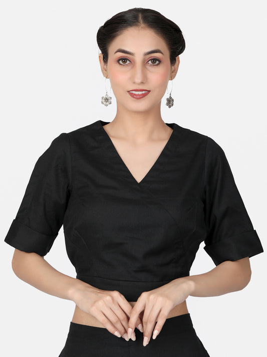 Black Cotton Saree Blouse