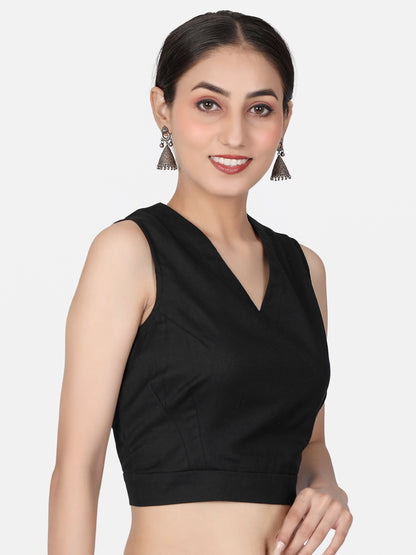 Black Cotton Saree Blouse