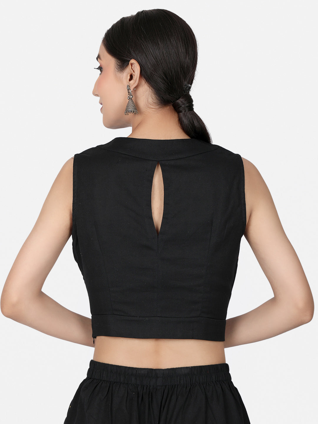 Black Cotton Saree Blouse