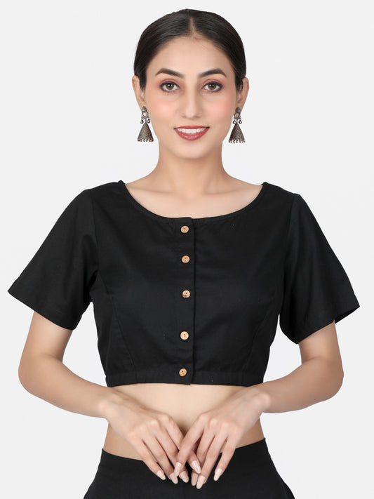 Black Cotton Saree Blouse