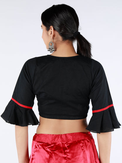Black Cotton Saree Blouse