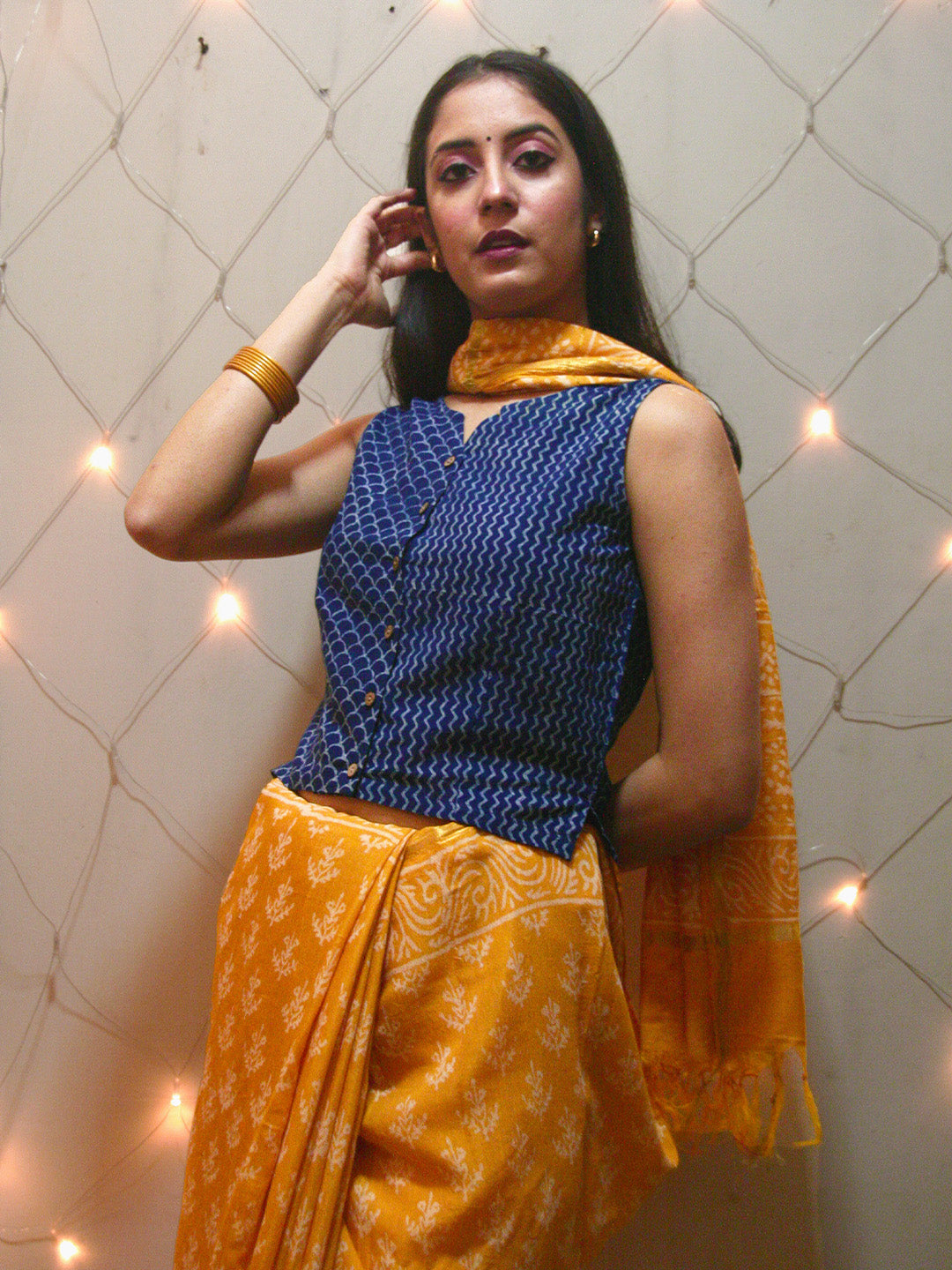 Chanderi Block Printed Natural Dyed Saree