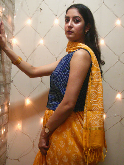Chanderi Block Printed Natural Dyed Saree