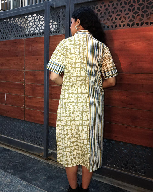 Cream Handblock Dress