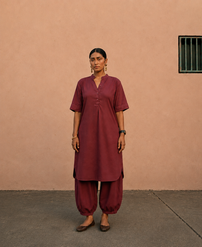 Burgundy Mul Cotton Gauze Co-ord