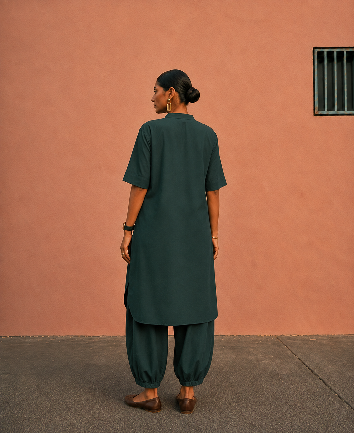 Bottle Green Mul Cotton Gauze Co-ord