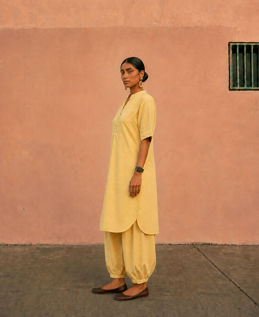 Butter Yellow Mul Cotton Gauze Co-ord