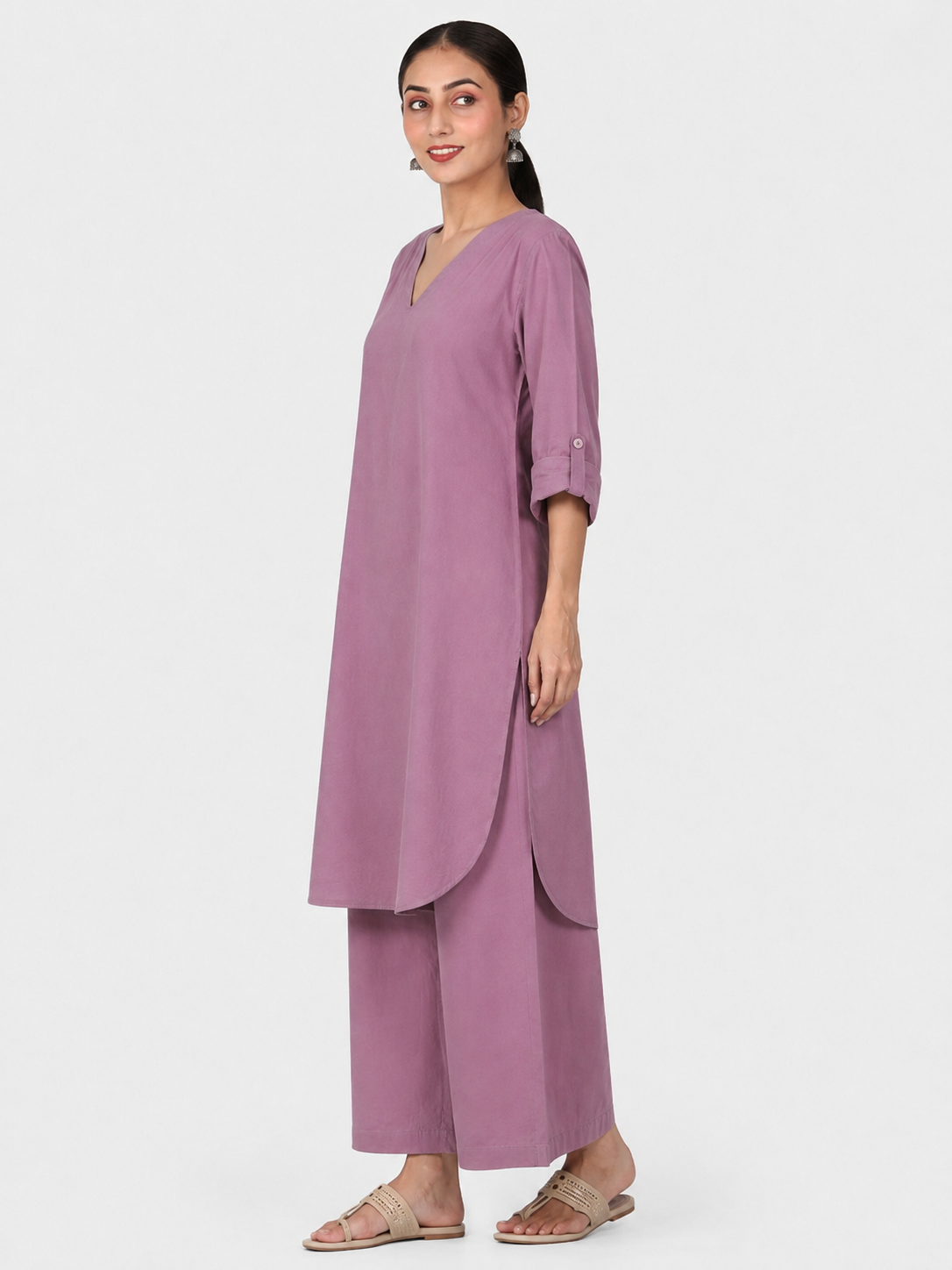 Mauve Mul Cotton Gauze Co-ord Set