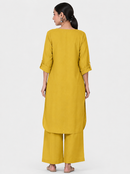 Yellow Mul Cotton Gauze Co-ord Set