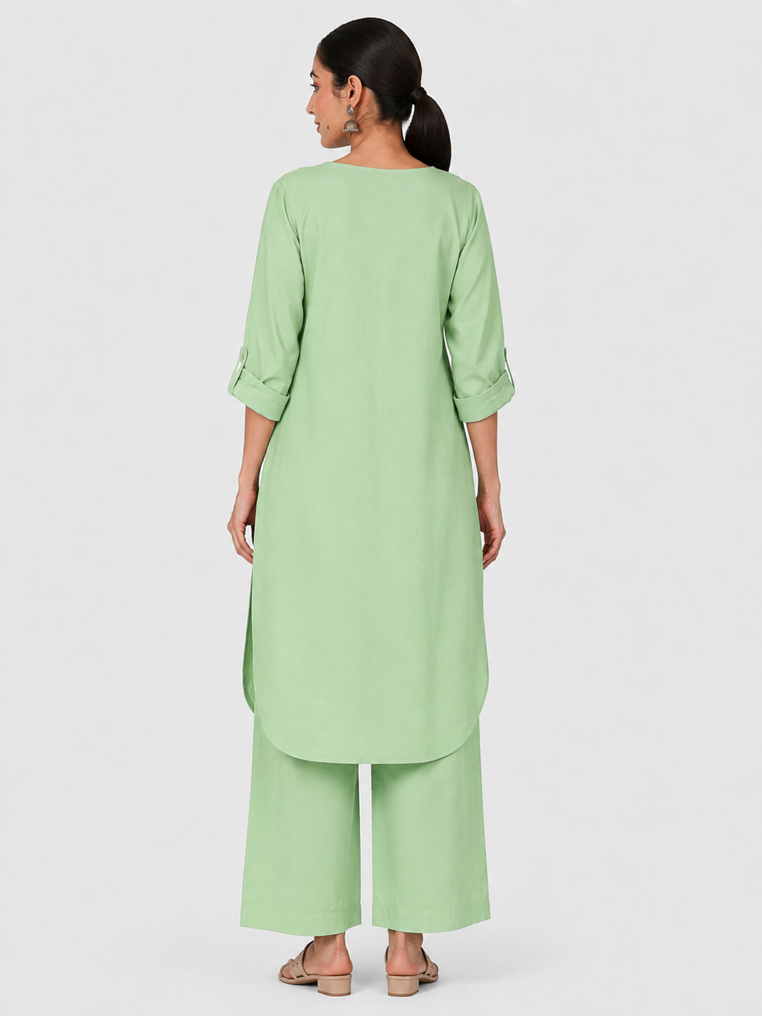 Pista Green Mul Cotton Gauze Co-ord Set