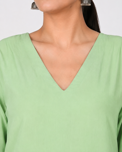 Pista Green Mul Cotton Gauze Co-ord Set