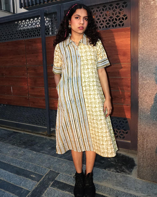 Cream Handblock Dress