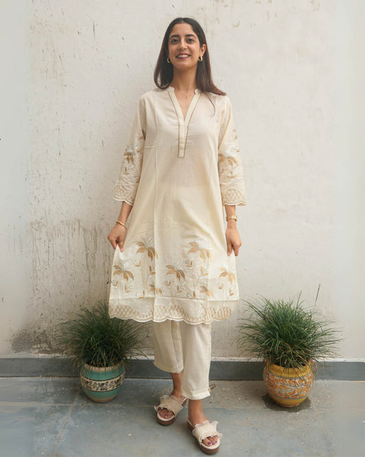 Embroidered Cotton Cambric Co-ord Set