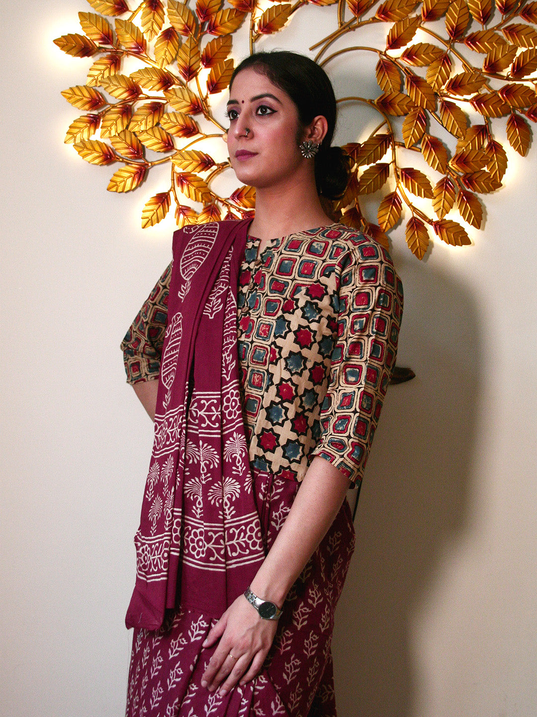 Block Printed Cotton Saree