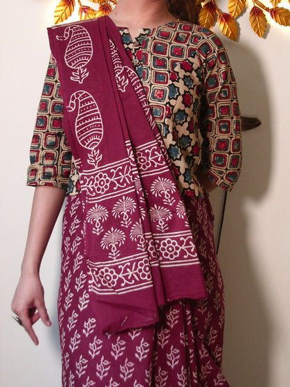 Block Printed Cotton Saree