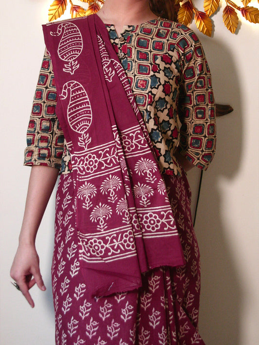 Block Printed Cotton Saree