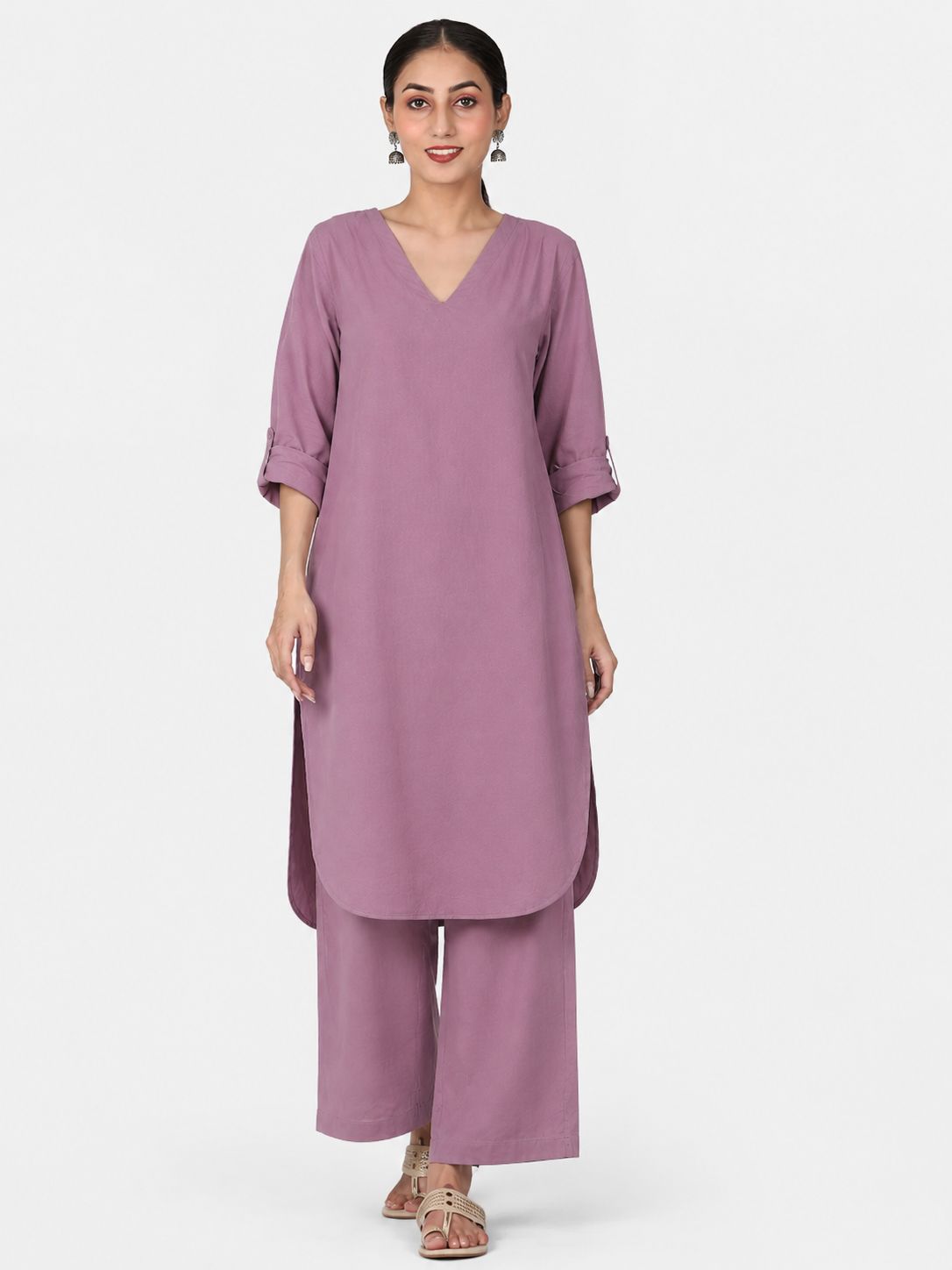 Mauve Mul Cotton Gauze Co-ord Set