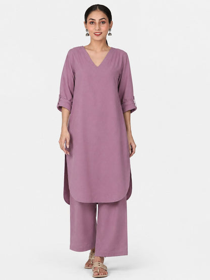 Mauve Mul Cotton Gauze Co-ord Set
