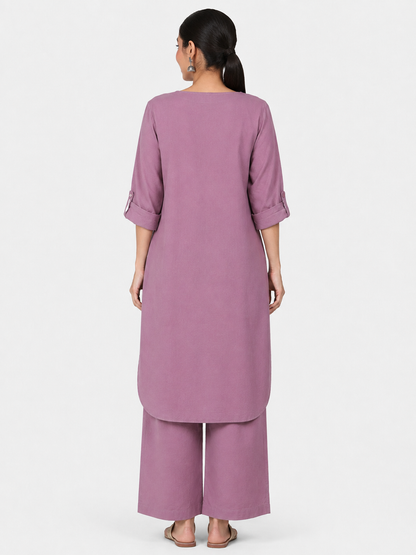 Mauve Mul Cotton Gauze Co-ord Set