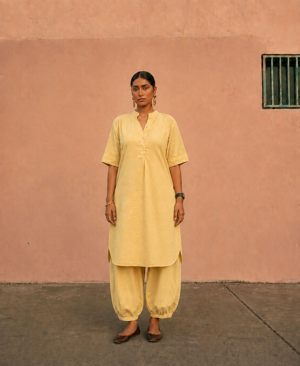 Butter Yellow Mul Cotton Gauze Co-ord