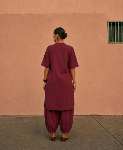 Burgundy Mul Cotton Gauze Co-ord