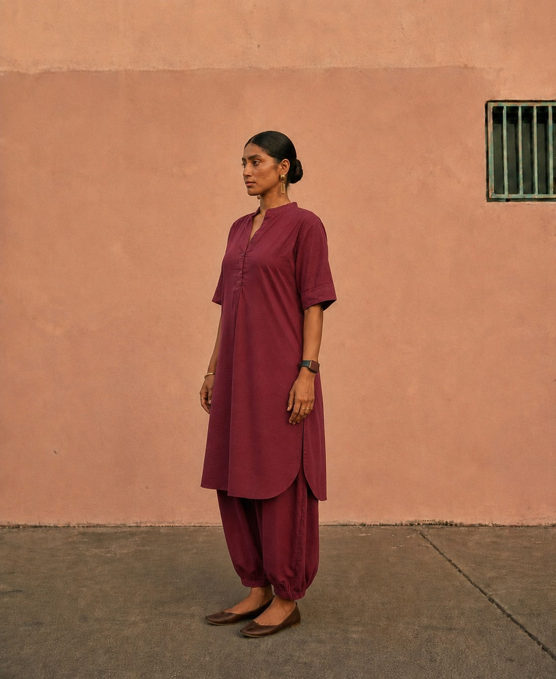 Burgundy Mul Cotton Gauze Co-ord