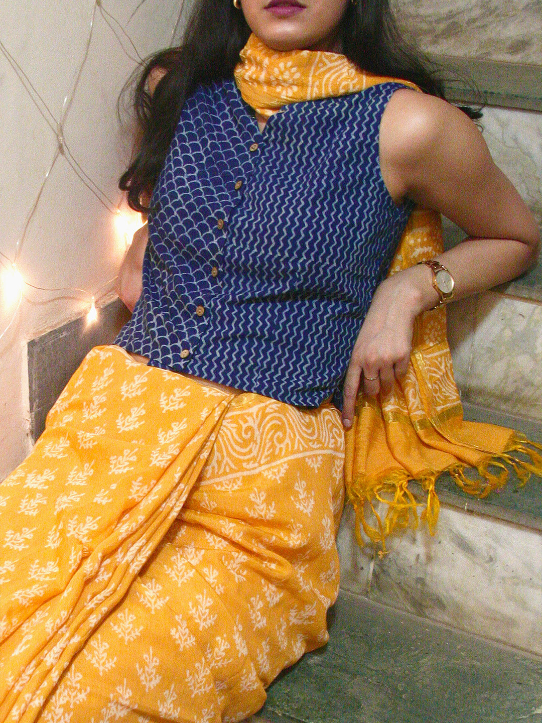 Chanderi Block Printed Natural Dyed Saree