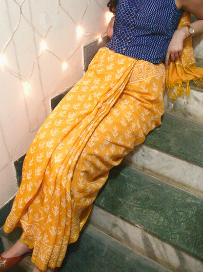 Chanderi Block Printed Natural Dyed Saree