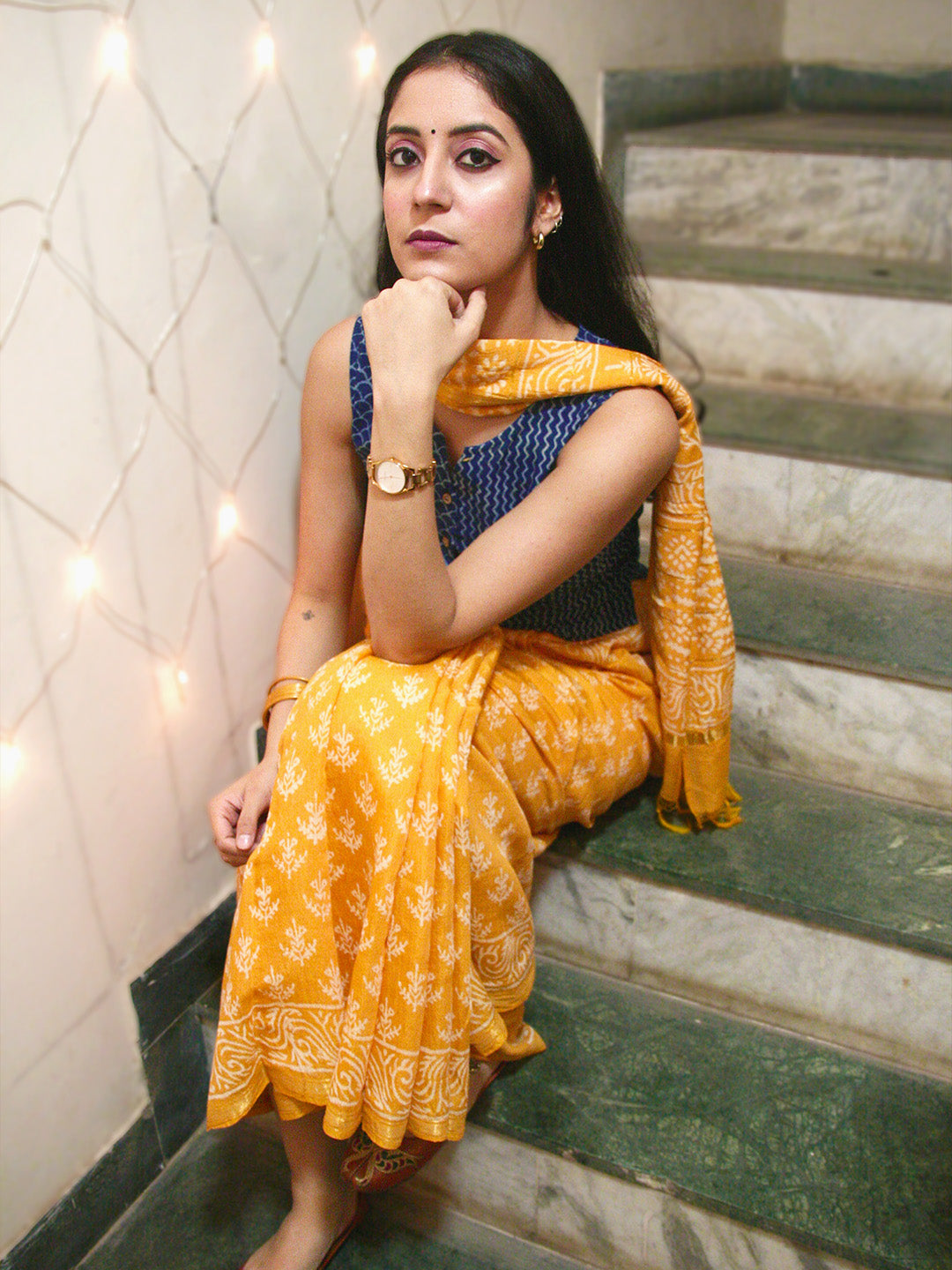 Chanderi Block Printed Natural Dyed Saree