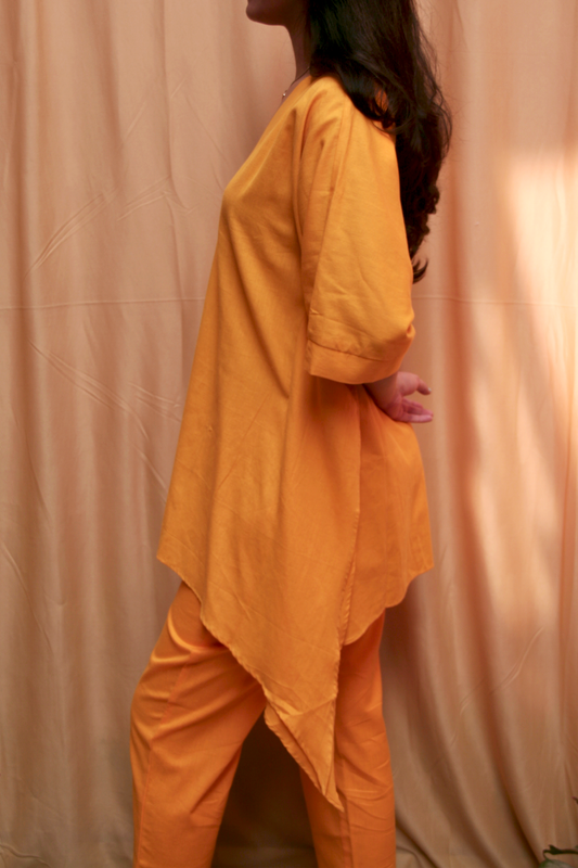 Solid-Colored Kaftan-inspired Cotton Tunic Set